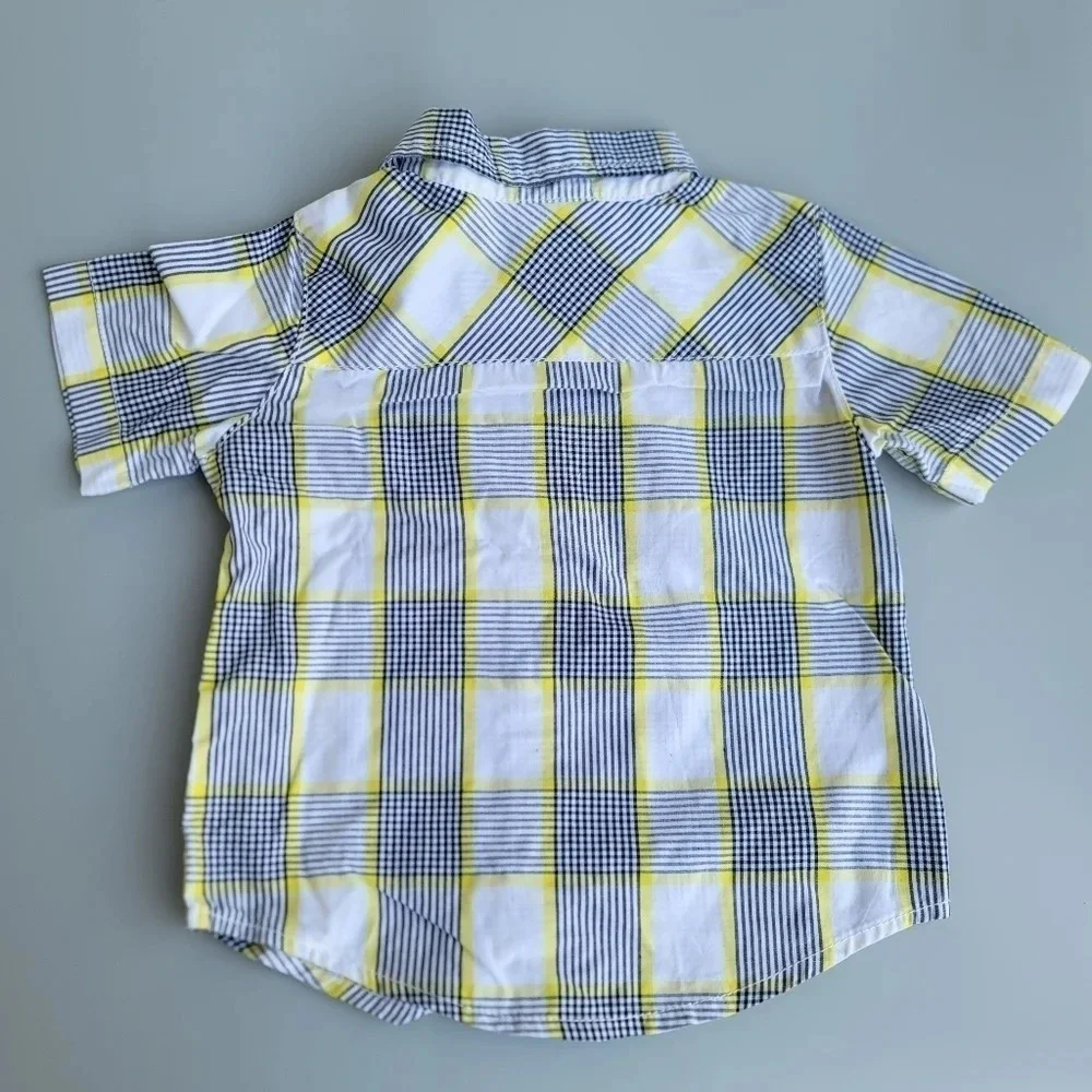 Lot of 2 PLACE Old Navy Blue Green Casual Shirts Button Down Cotton Sz 18-24 2T